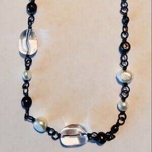 Retired Silpada Sterling Silver 925 Beaded Necklace, Freshwater Pearl & Glass